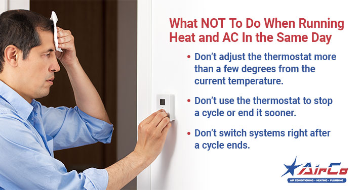 What not to do when running ac and heater in same day graphic